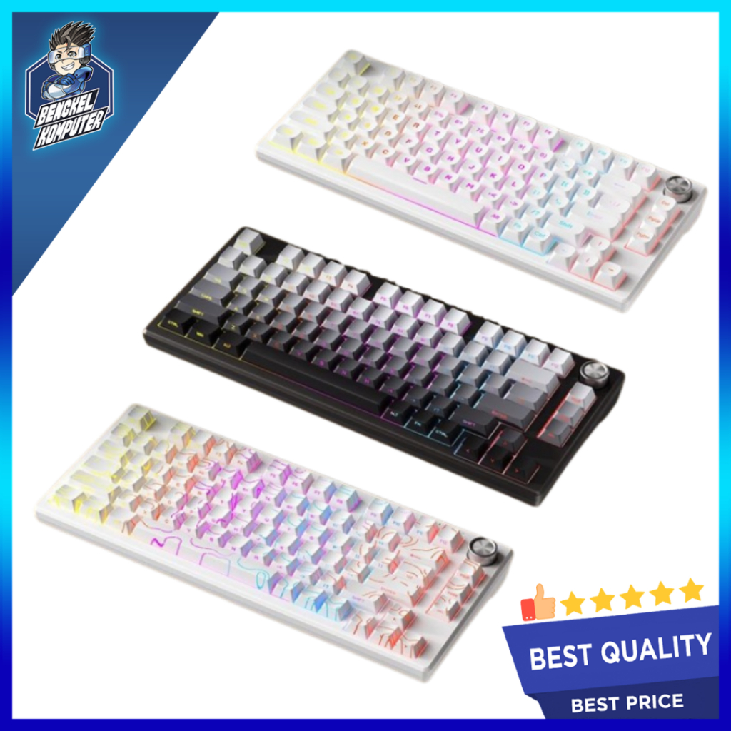 FURYCUBE IP75 Membrane Keyboard 75% Layout Knob RGB Gaming Keyboard White