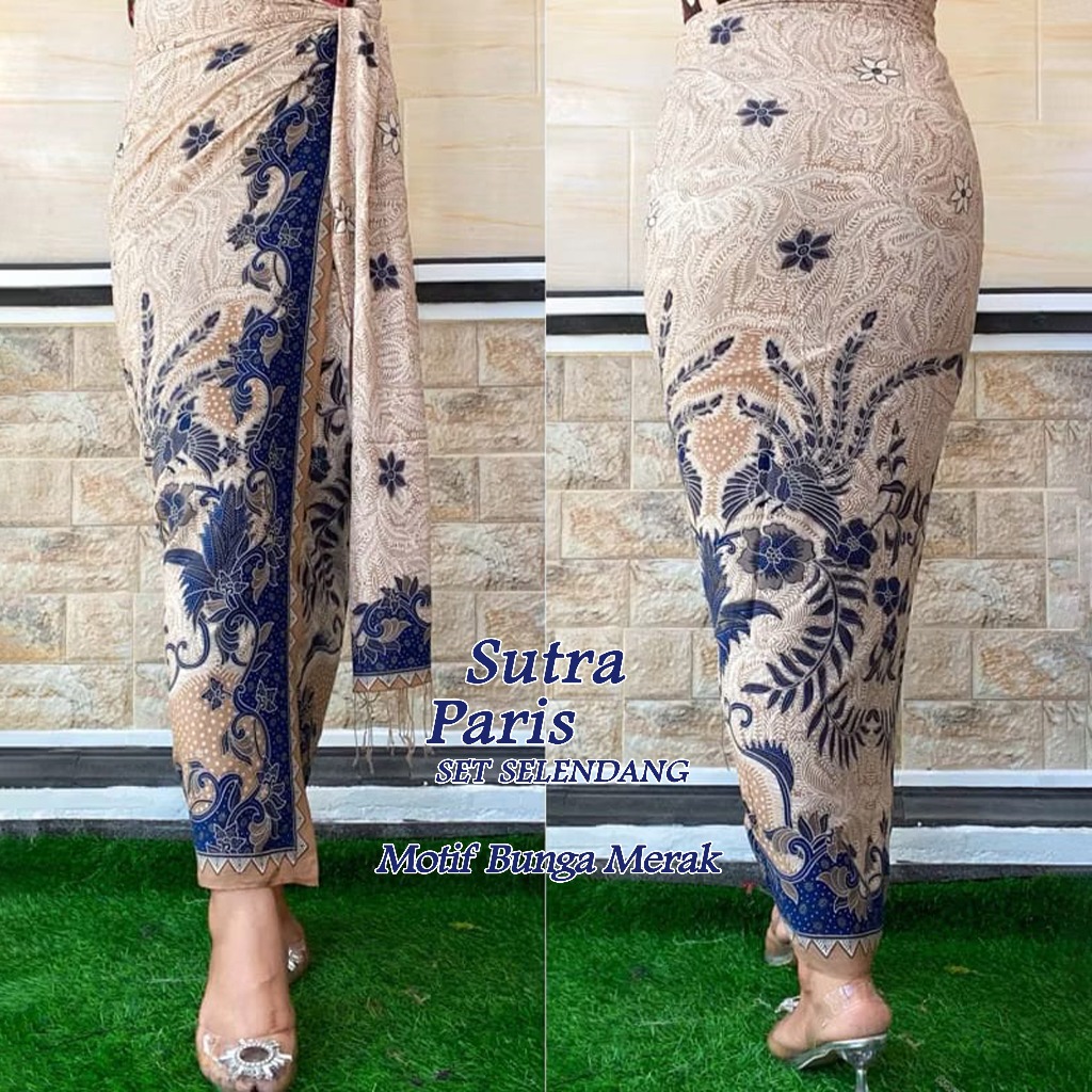 Kamen Sutra Paris ATBM Set Selendang Motif Merak Sekar Sari Solo