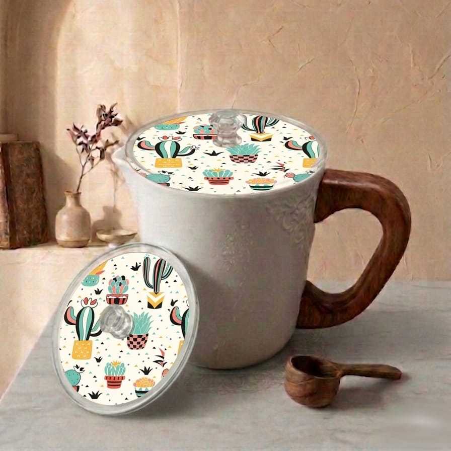 Akrilik Custom Tutup Gelas Mug Motif Bunga Kaktus Bahan Acrylic Bebas Request Custom