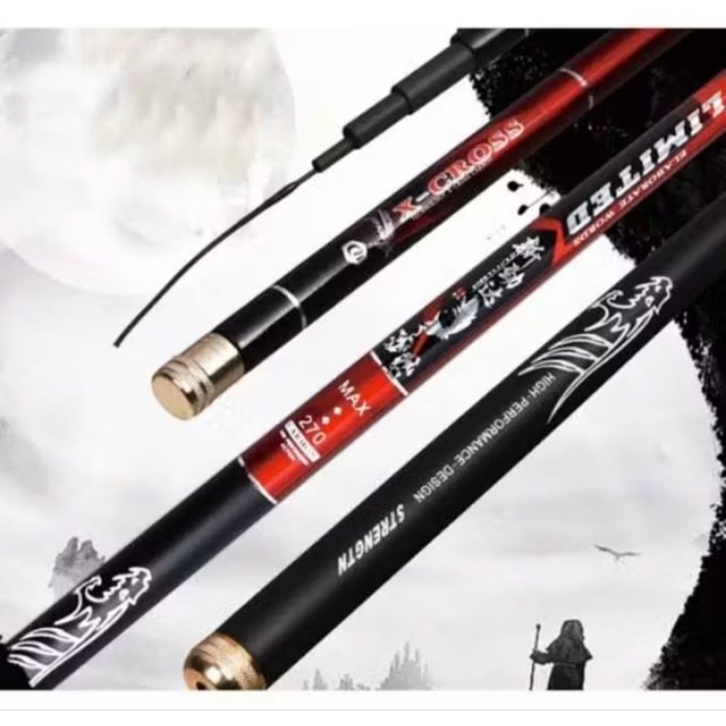 Joran Tegek X-CROSS LIMITED Merah Free Ruas Ujung Solid