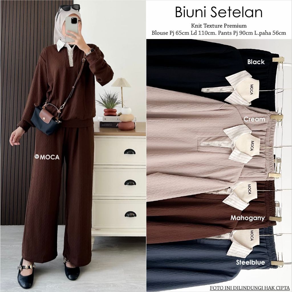 Biuni Set Setelan Oneset Jumbo Allsize Premium Knit Uniqlo Original Moca Berlabel