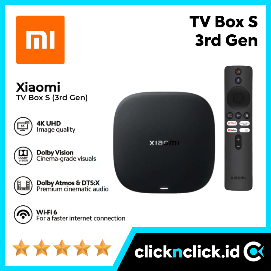 XIAOMI Mi TV Box S + Remote (3rd Gen) - Android Google Smart TV Dolby Vision Atmos HDR 4K Ultra HD U