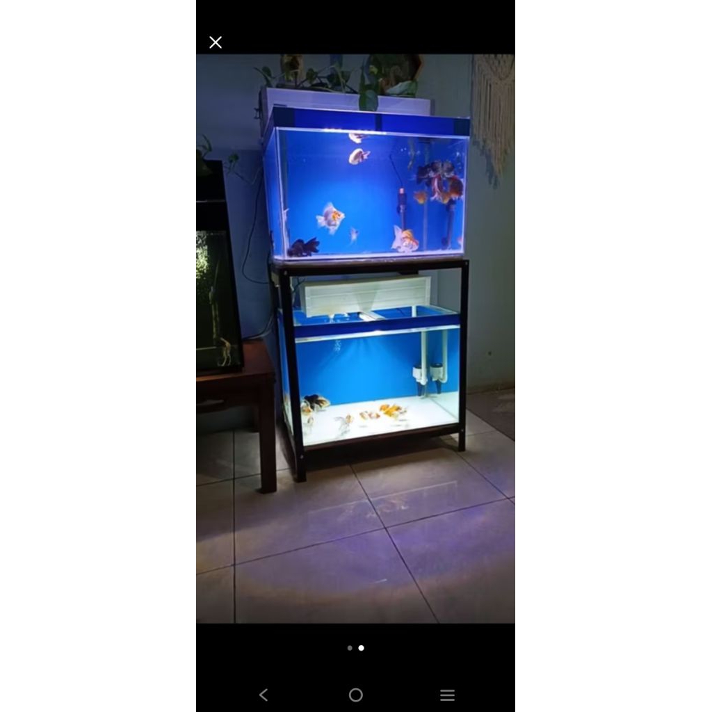meja aquarium P70cm L40cm T70cm 2 susun / 2 ambal, meja besi, rak serbaguna, rak custom, rak aquariu