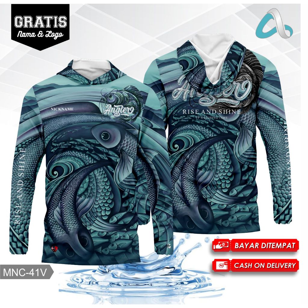 Jersey Mancing Hoodie Costum - Jersey Mancing Lengan Panjang - Baju Mancing Gratis Nama Dan Logo