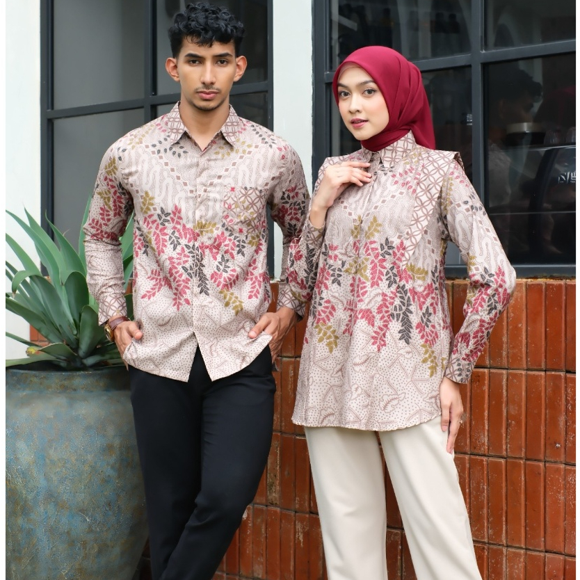 Batik Wanita dan pria Modern Kemeja Couple Baju Batik Wanita Motif Aruni Baju Kondangan