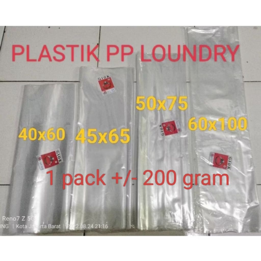 kantong plastik besar bening PP LOUNDRY Uk 30x45 35x50 40x60 45x65 50x75 60x100