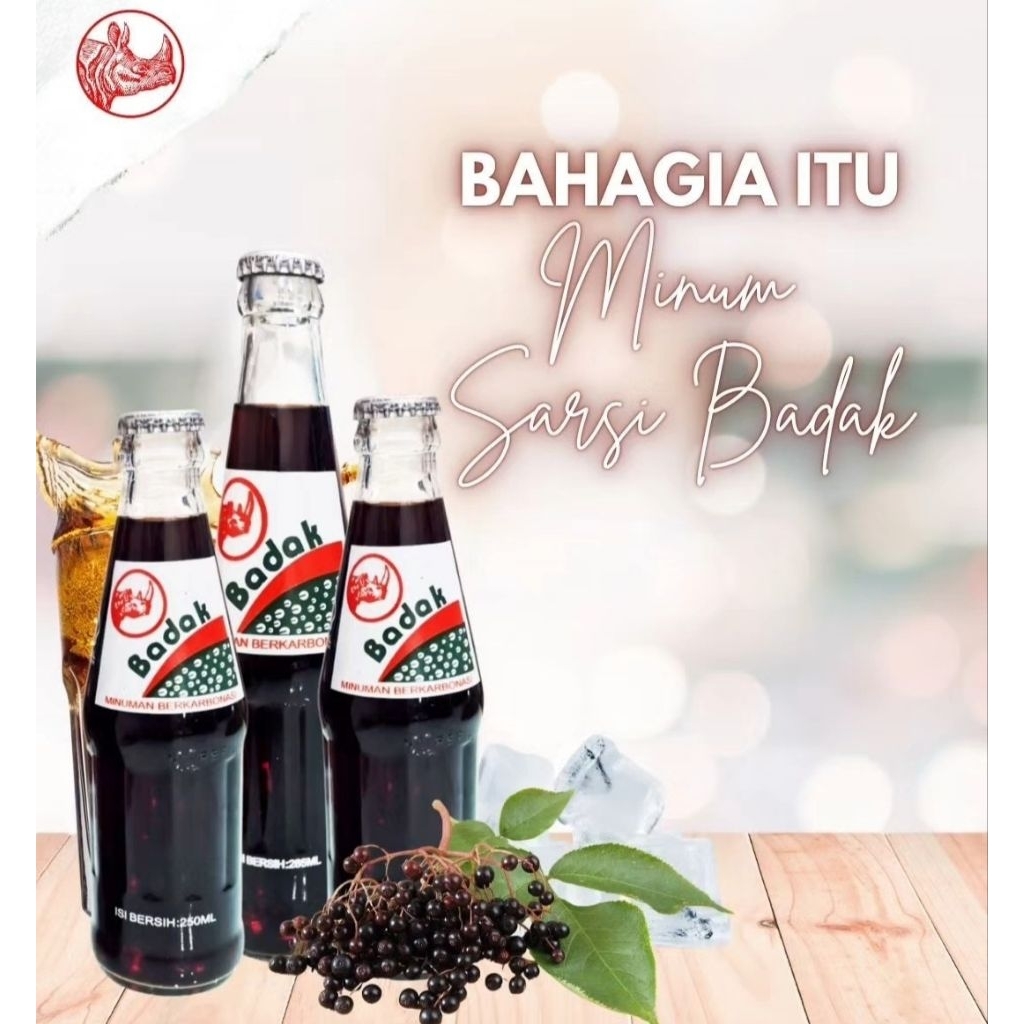 Minuman Sarsi Badak sarsaparila 250ml isi 24 botol kaca per dus