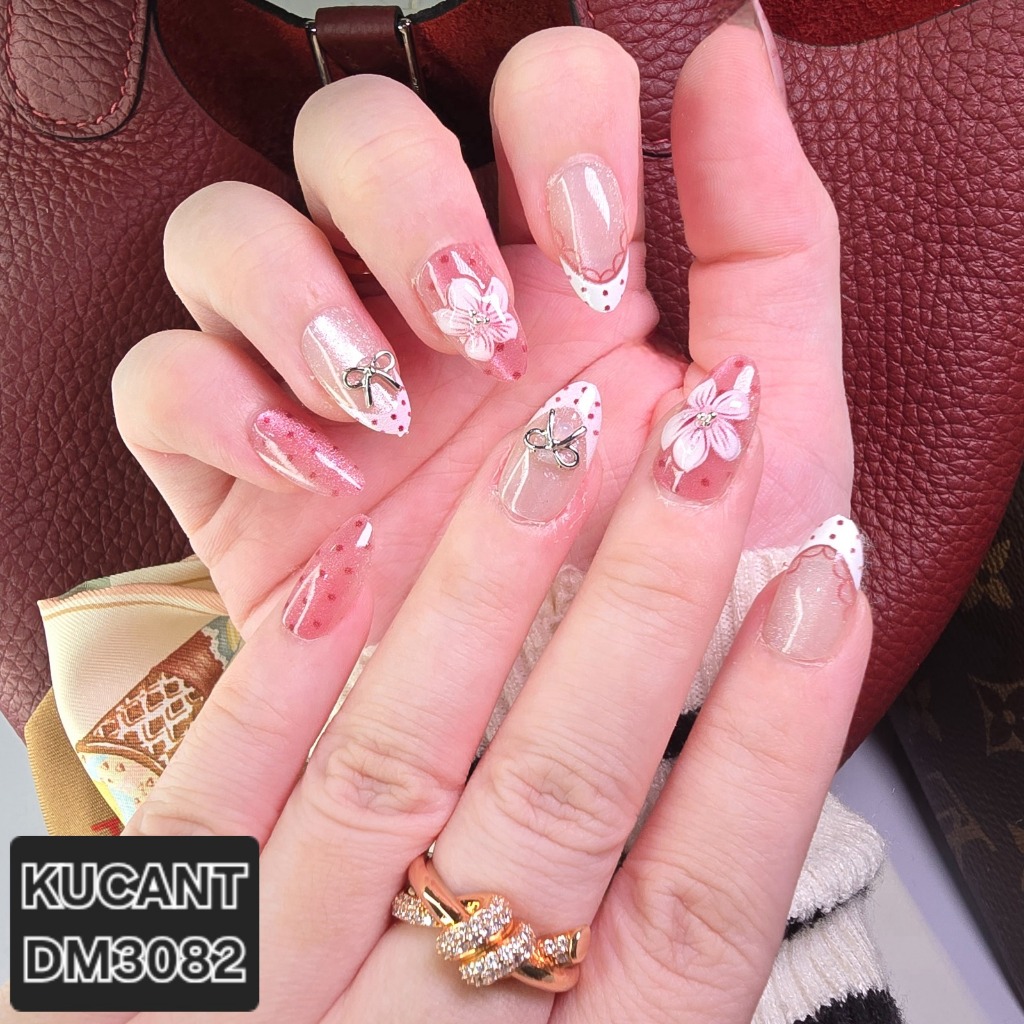 DM3082 - Kuku Cantik 10pcs Kuku Palsu free lem jelly Fake Nails Kuku Palsu imitasi Nail Art Fashion 