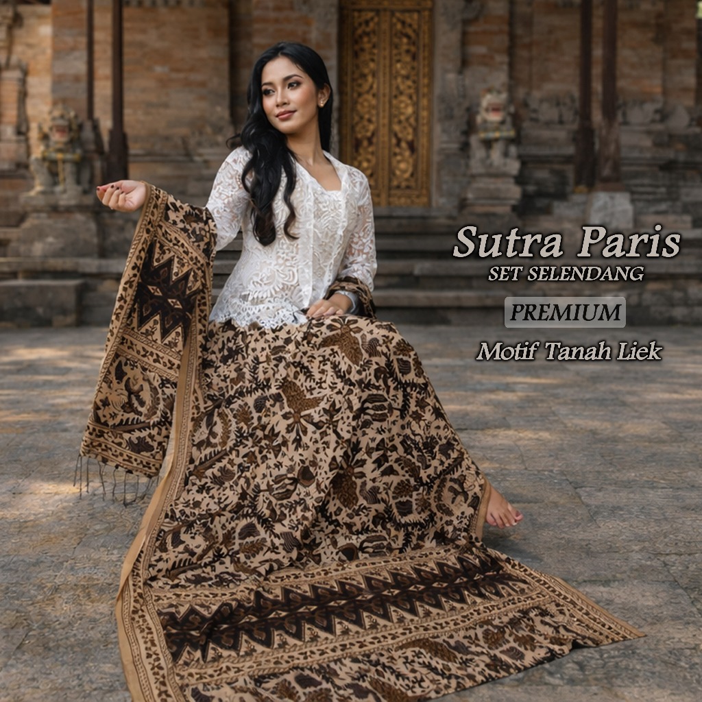 Kain Set Selendang Kamen Motif Batik Tanah Liek Terbaru Bahan adem - Sarung Selendang Bawahan Wanita