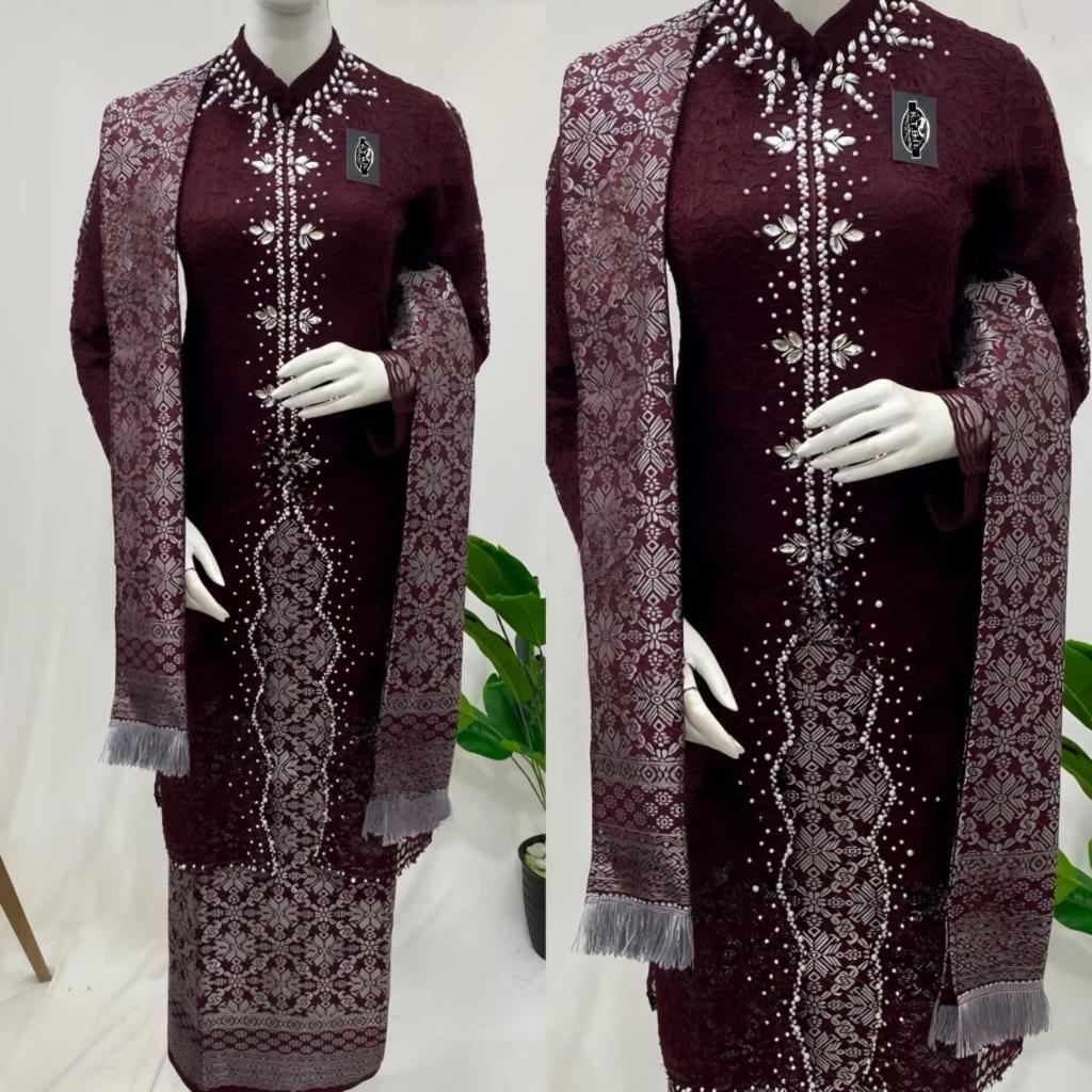 Kebaya Modern Full Payet Busui Friendly | Set Kebaya Brokat Payet Model Zig Zag | Kebaya Modern | Ke