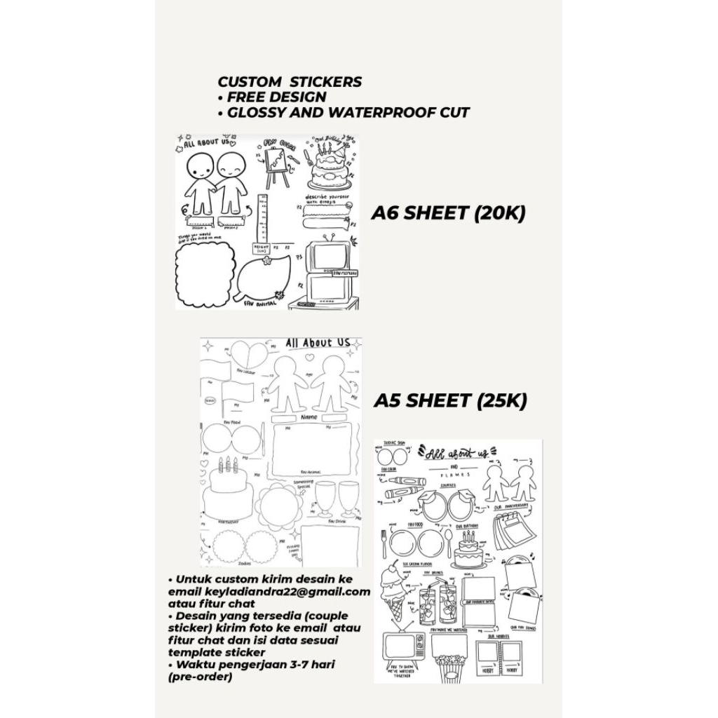 CUSTOM STICKER | FREE DESIGN | COUPLE STICKER | CUSTOM STICKER GLOSSY A5 A6