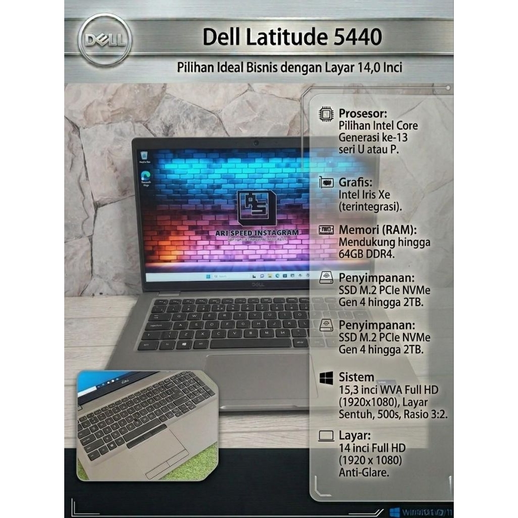 DELL LATITUDE 5440 13TH i5-1345u/RAM 32GB/SSD 1TB NVME/FHD IPS/BACKLITE