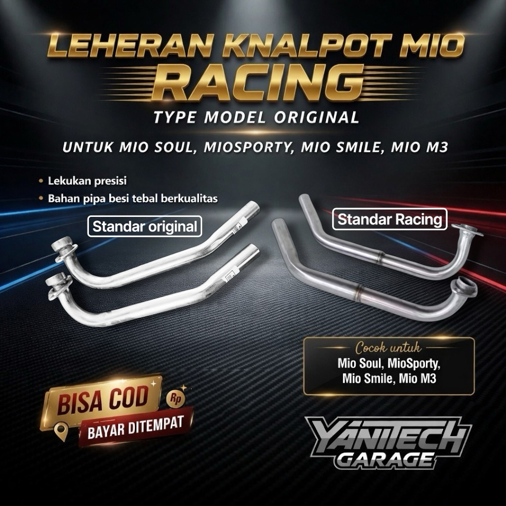 Leheran knalpot Standar Ori & Racing MIO SPORTY, MIO SMILE, bahan tebal berkualitas.