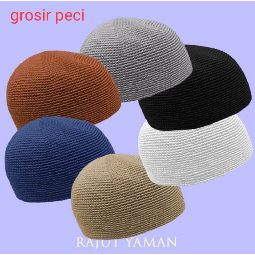 grosir peci rajut yaman tebal handmade/tusuk mati/peci premium