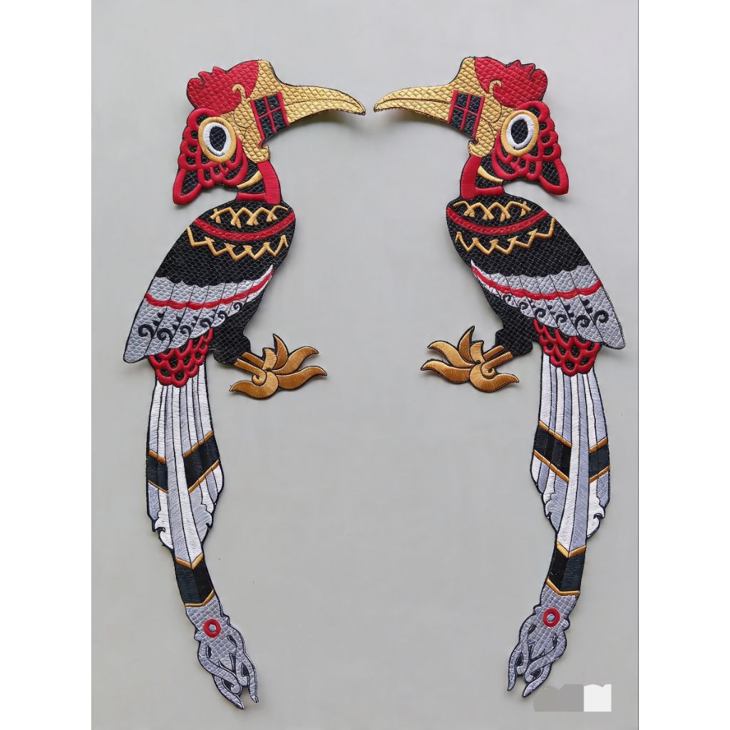 Renda-Patch Bordir Tempel Burung Enggang Dayak