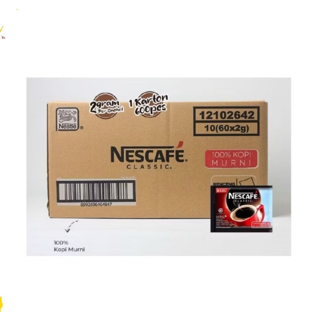Nescafe Classic Sachet 2gr Isi 1 Karton 60 Renceng / 1 Dus