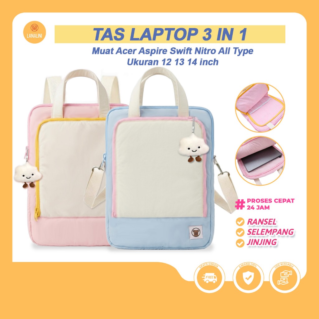 Tas Laptop Selempang Jinjing Ransel Waterproof Size Acer Swift Aspire Chromebook 13 13.3 14 inch Mod