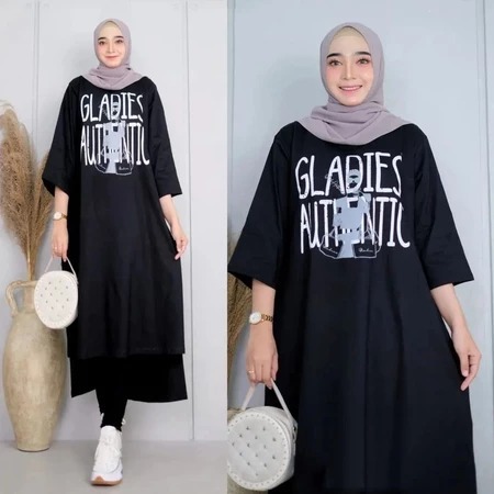 Gamis Wanita Kekinian Viral Gladies Midi Dress BO Size S M L XL XXL XXXL LD 90-130 CM Bahan Kaos Kat