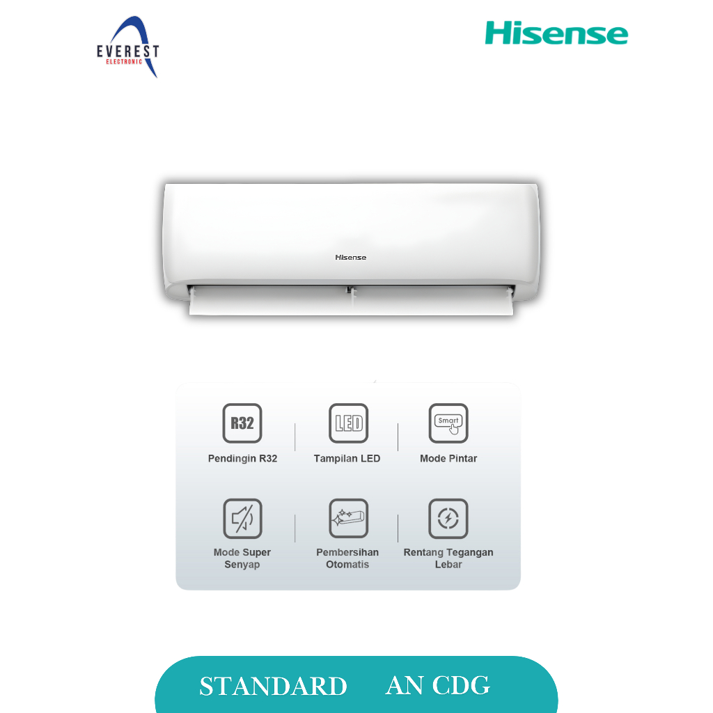 AC SPLIT STANDARD HISENSE AN12CFG 1.5 PK FAST COOLING