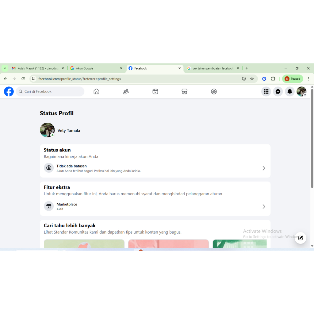 AKUN FACEBOOK TUA MARKETPLACE AKTIF