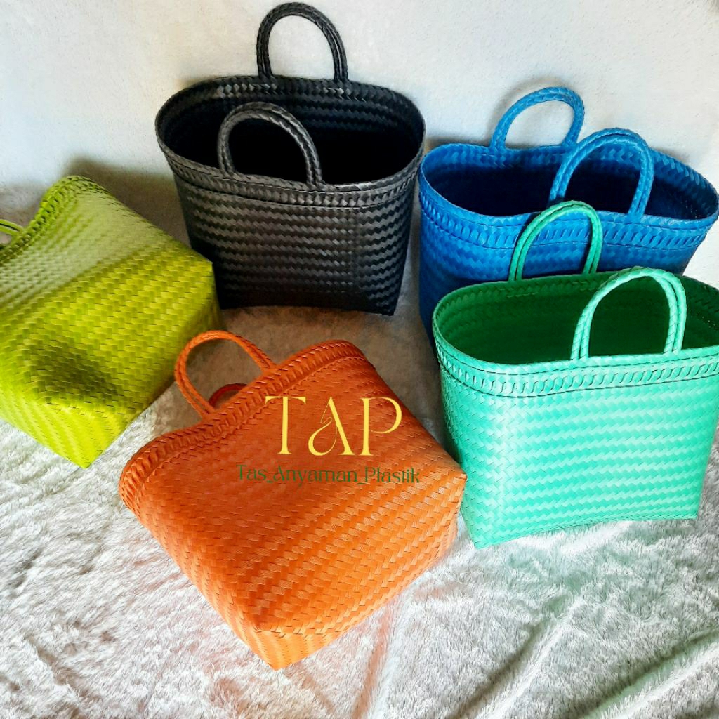 Tas Keranjang Anyaman  Plastik Belanja Rotan Belanja Besar Muat 25 kg