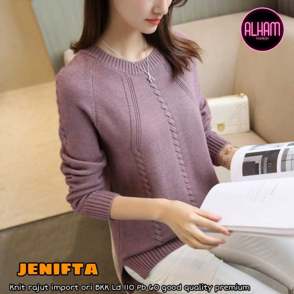 JENIFTA SWEATER RAJUT IMPORT LD 110 MOTIF TERBARU BAJU ATASAN WANITA LENGAN PANJANG SIZE XL