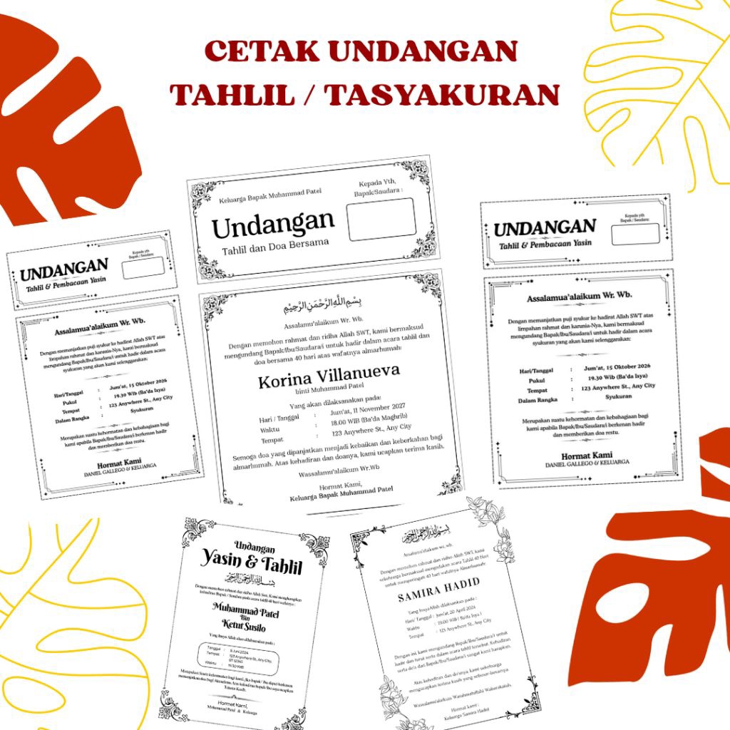 Print Undangan Yasin & Tahlil / Undangan Tasyakuran  A4