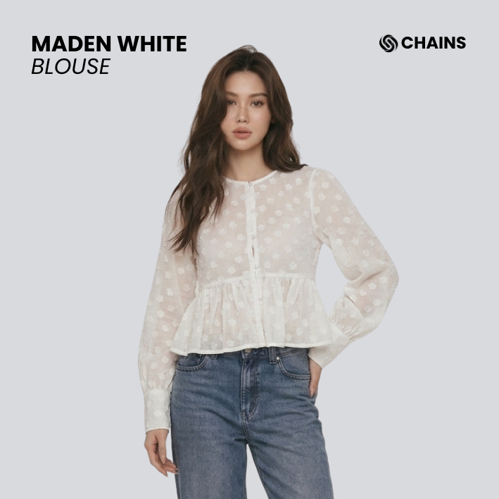 Meden White Blouse/ Outfit Kondangan/ Blouse Remaja Korean Style/ All Size