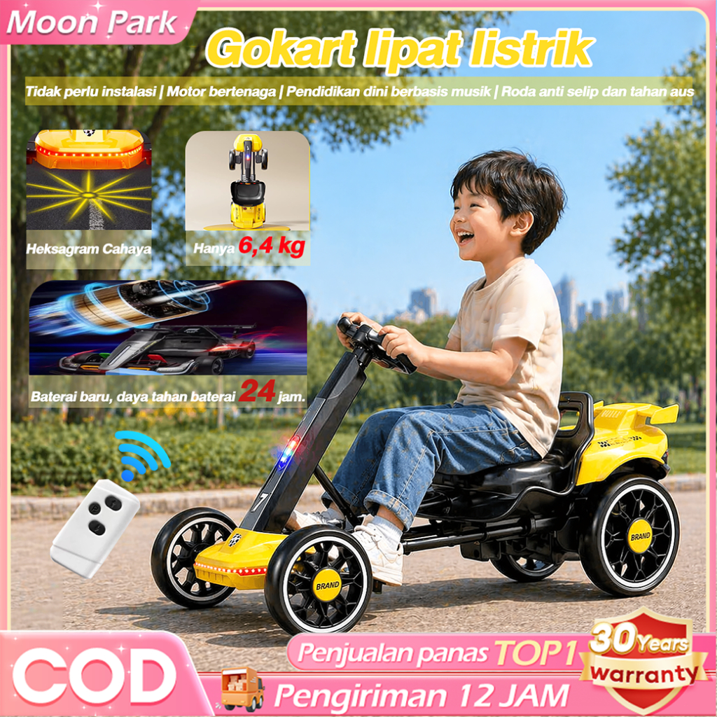 BEIGE Gokart Listrik Anak Lipat Extendable Bisa Dinaiki Mainan Anak