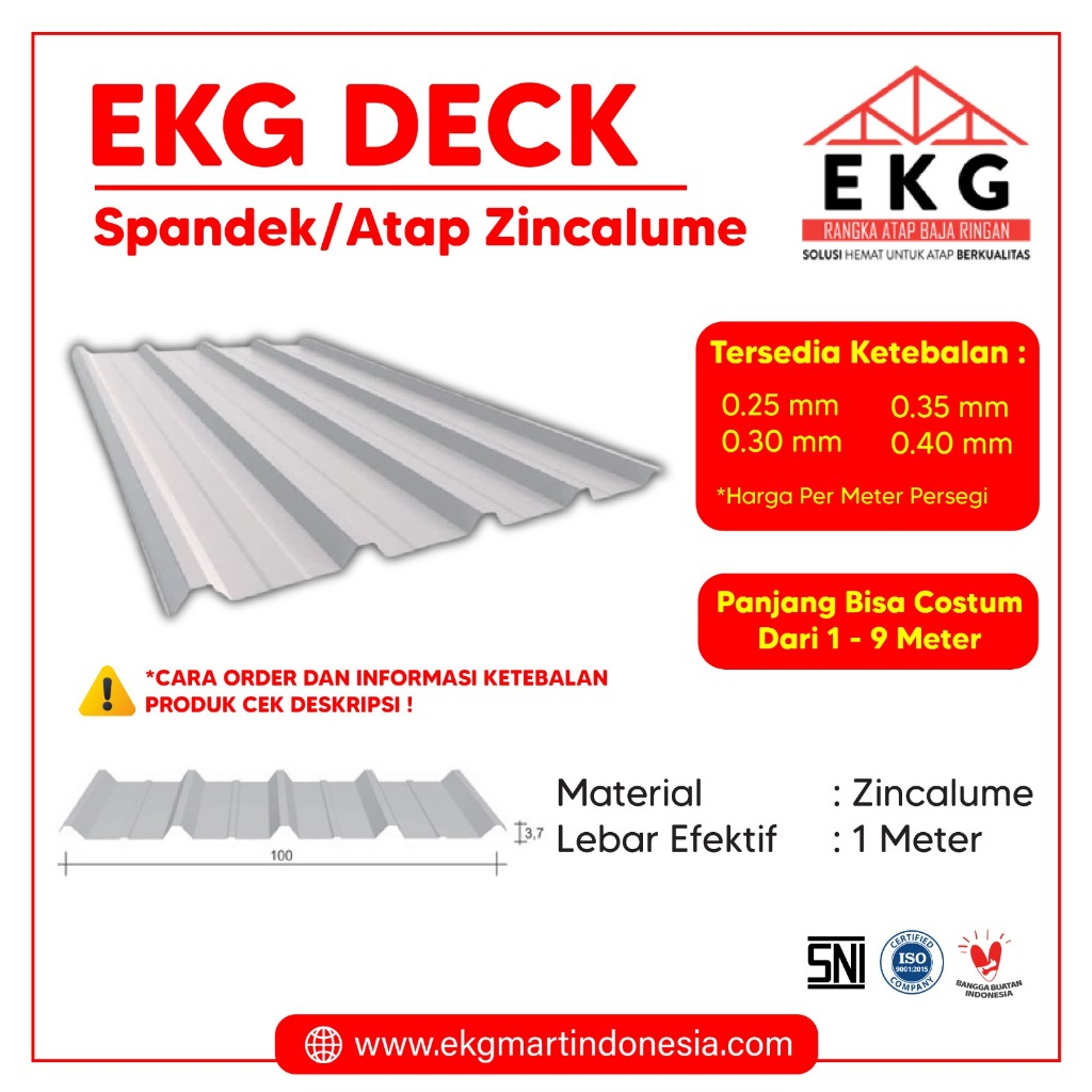 Atap Zincalume EKG / Spandek tebal 0.35mm