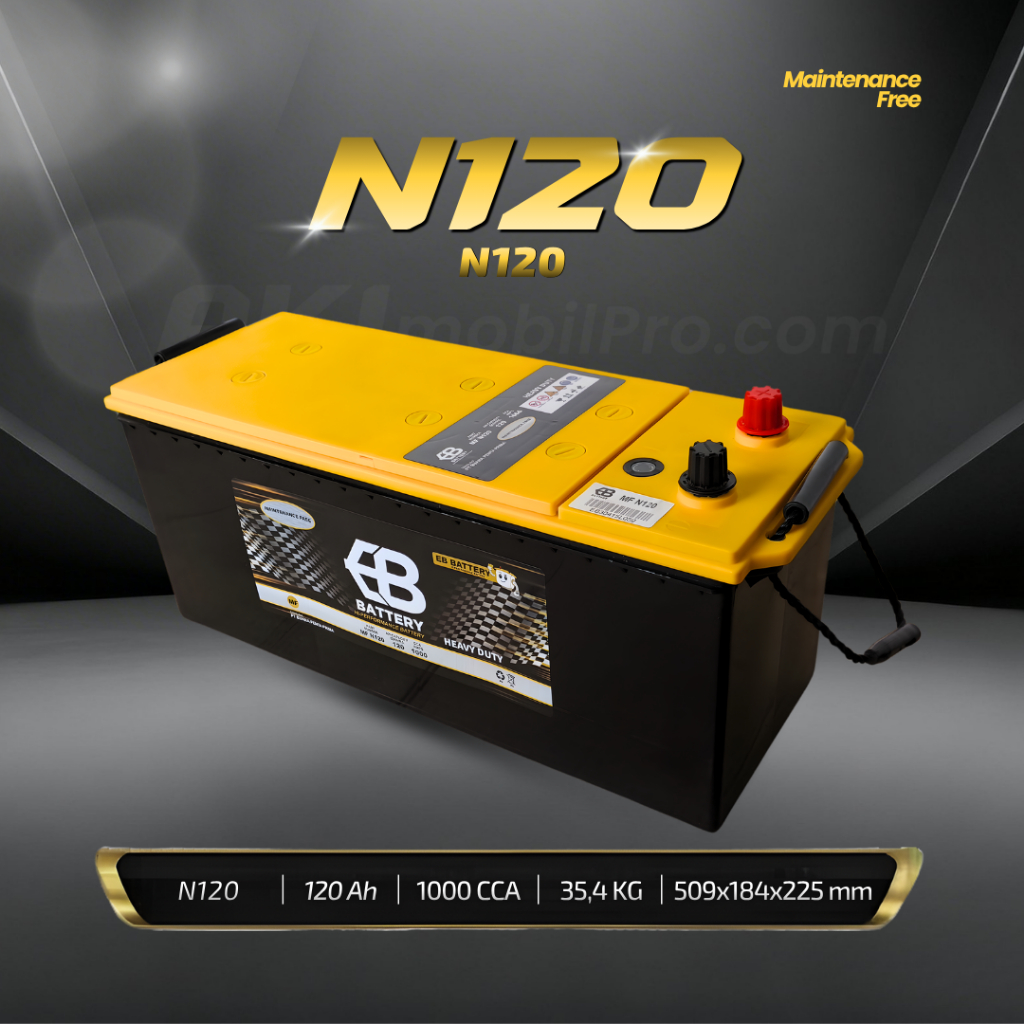 Aki Mobil Truk Hino Dutro | Dump Truk | Nissan Truk | EB BATTERY N120 (N120) 120Ah CCA 1000Amps Keri