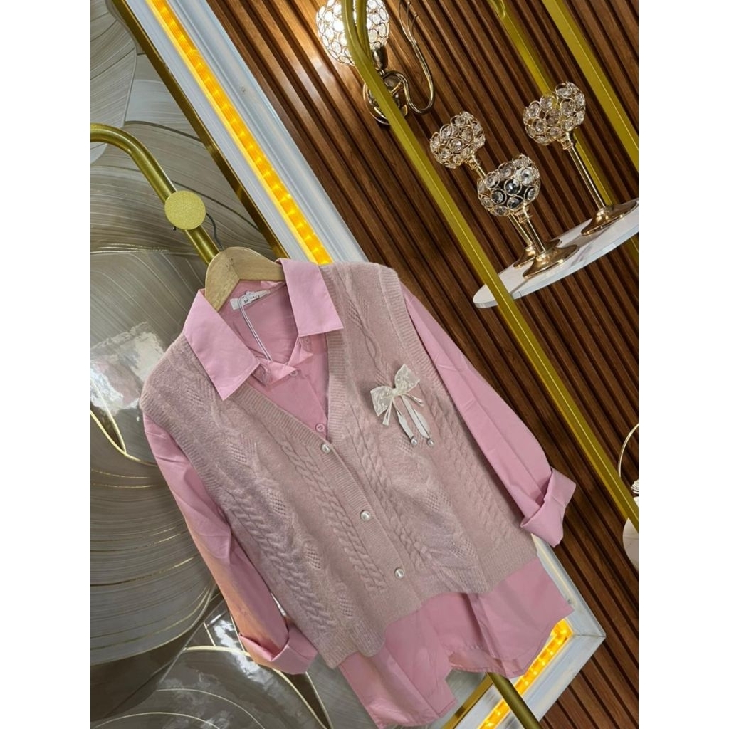 Atasan Kemeja Vest pita model Korea Atasan Baju Wanita