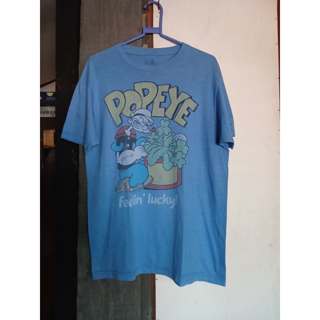 kaos baju pria unisex kartun anime ori POPEYE feelin lucky size M 69x52