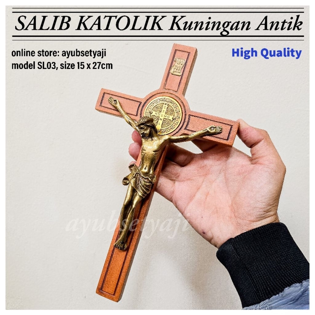 Salib Katolik Kuningan Salib Gereja model SL03 Salib Dinding Salib Kristen Salib Katolik Ukir Salip 