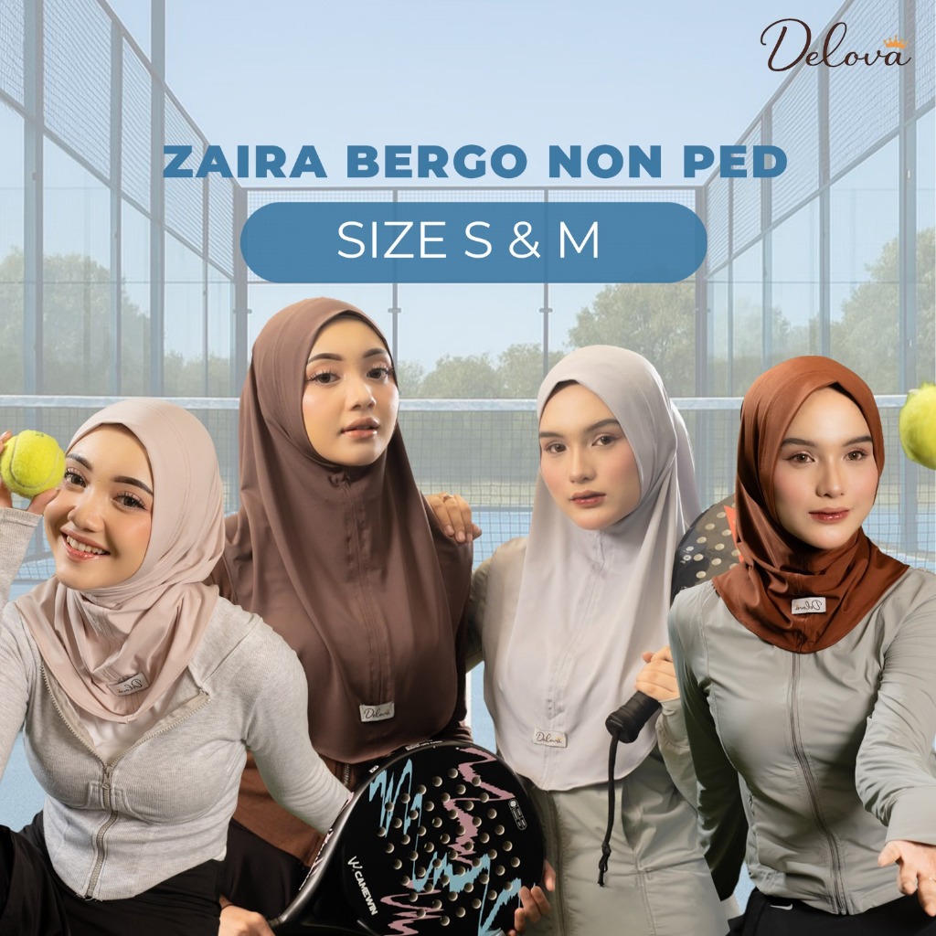Delova - Zaira Bergo Instan Non Ped Jersey | Hijab Sport Non Ped | Kerudung Jilbab Non Ped