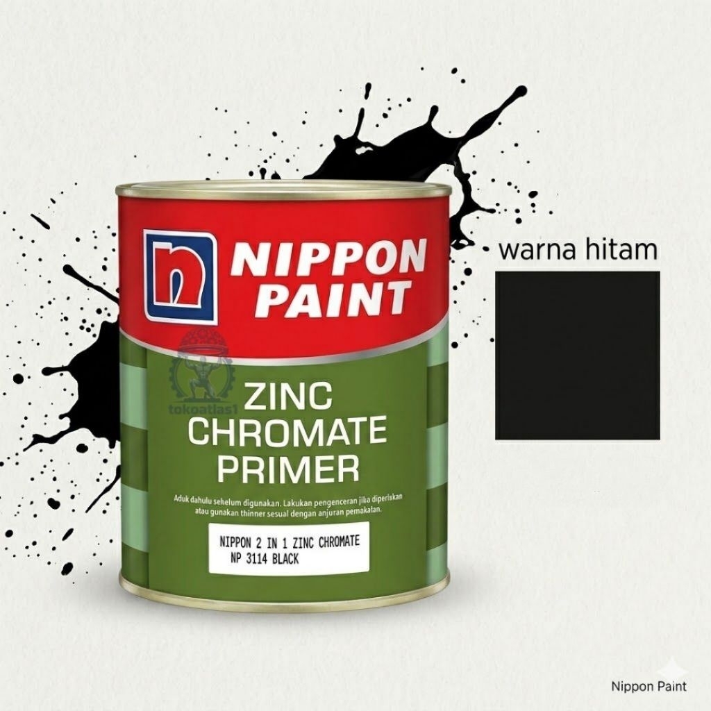 Nippon Paint Zinc Chromate Primer Hitam 1kg / 5kg Cat Dasar Anti Karat Besi 1kg dan 5kg