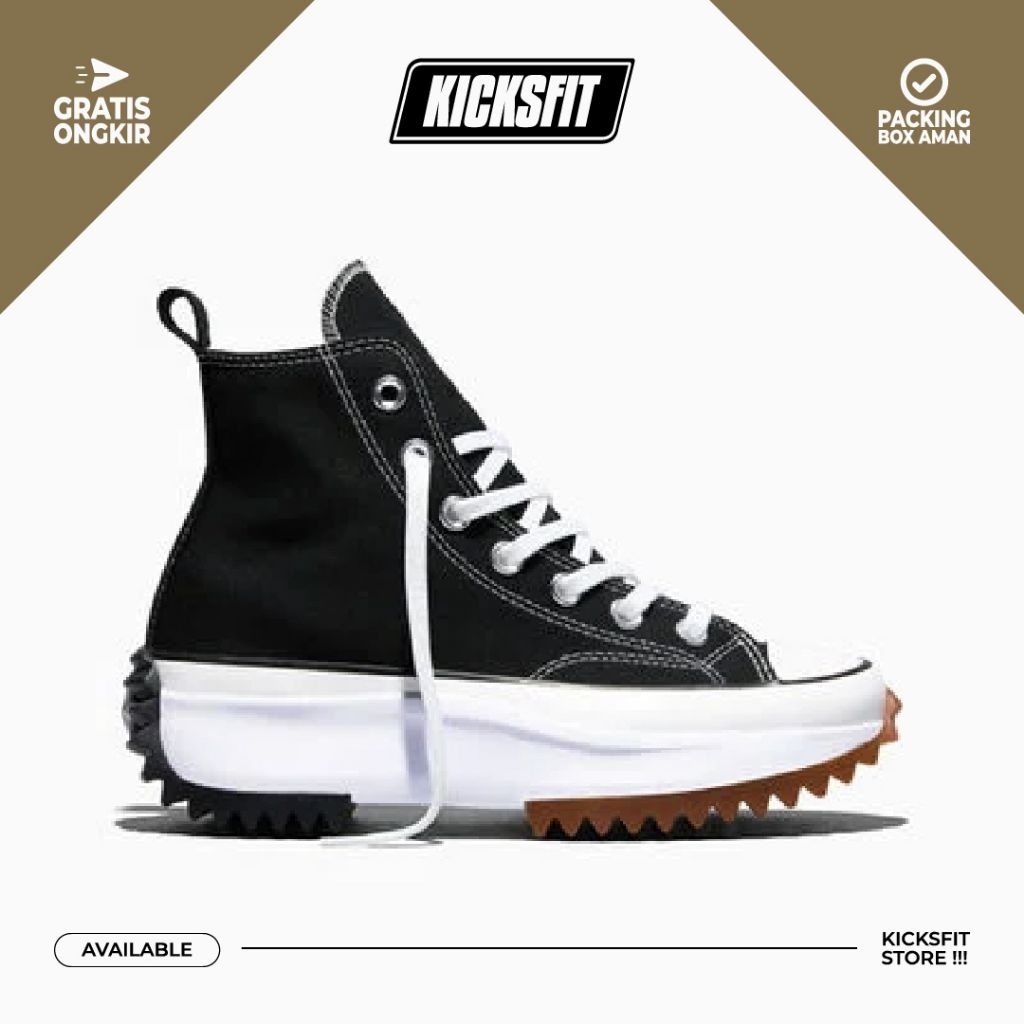 Sepatu Converse Run Star Hike Black White Original Global