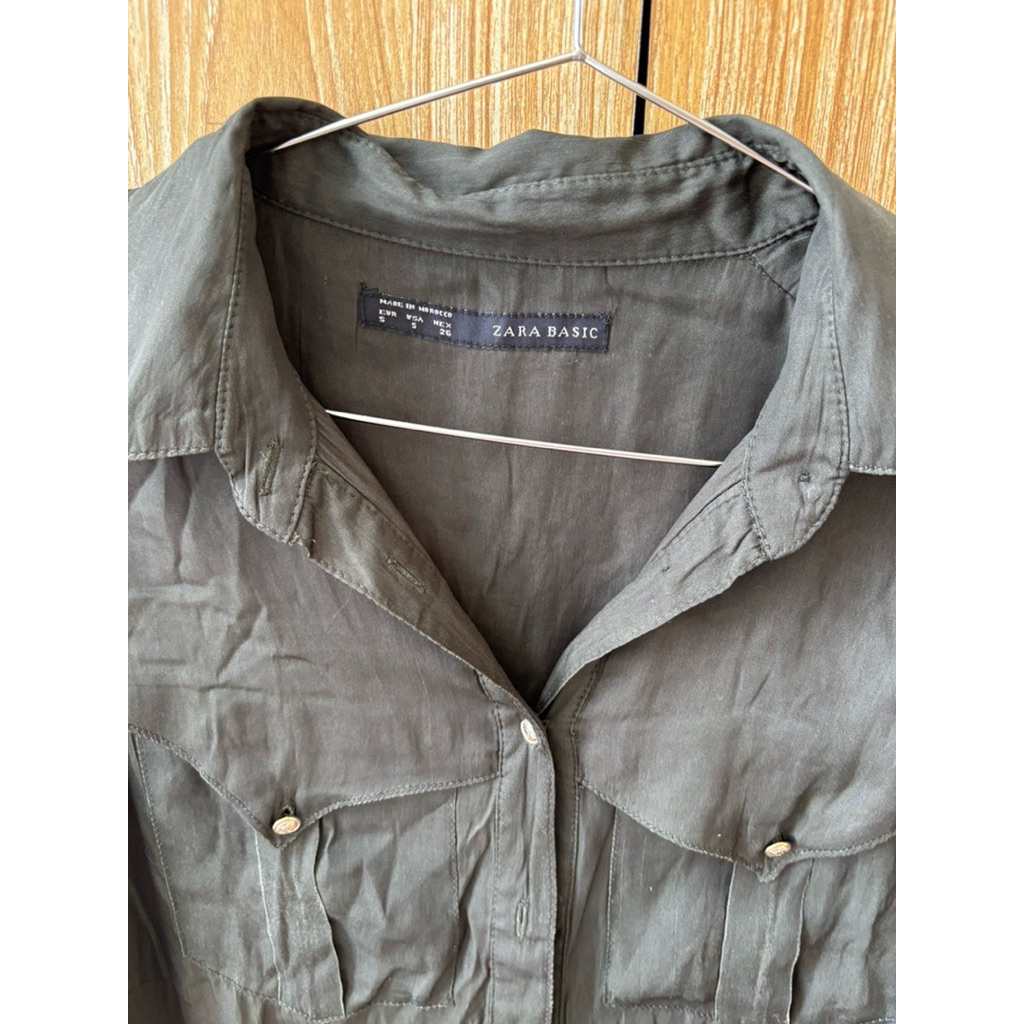 kemeja zara army sz s-m