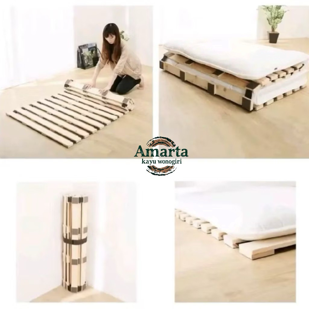 Dipan Rol Lipat | Dipan kasur kayu Tempat tidur /Tatakan tempat tidur minimalis