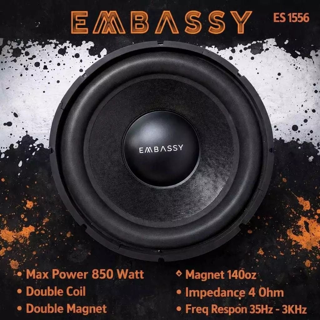 SUBWOOFER 15 Inch DOUBLE COIL DOUBLE MAGNET Embassy ES-1556