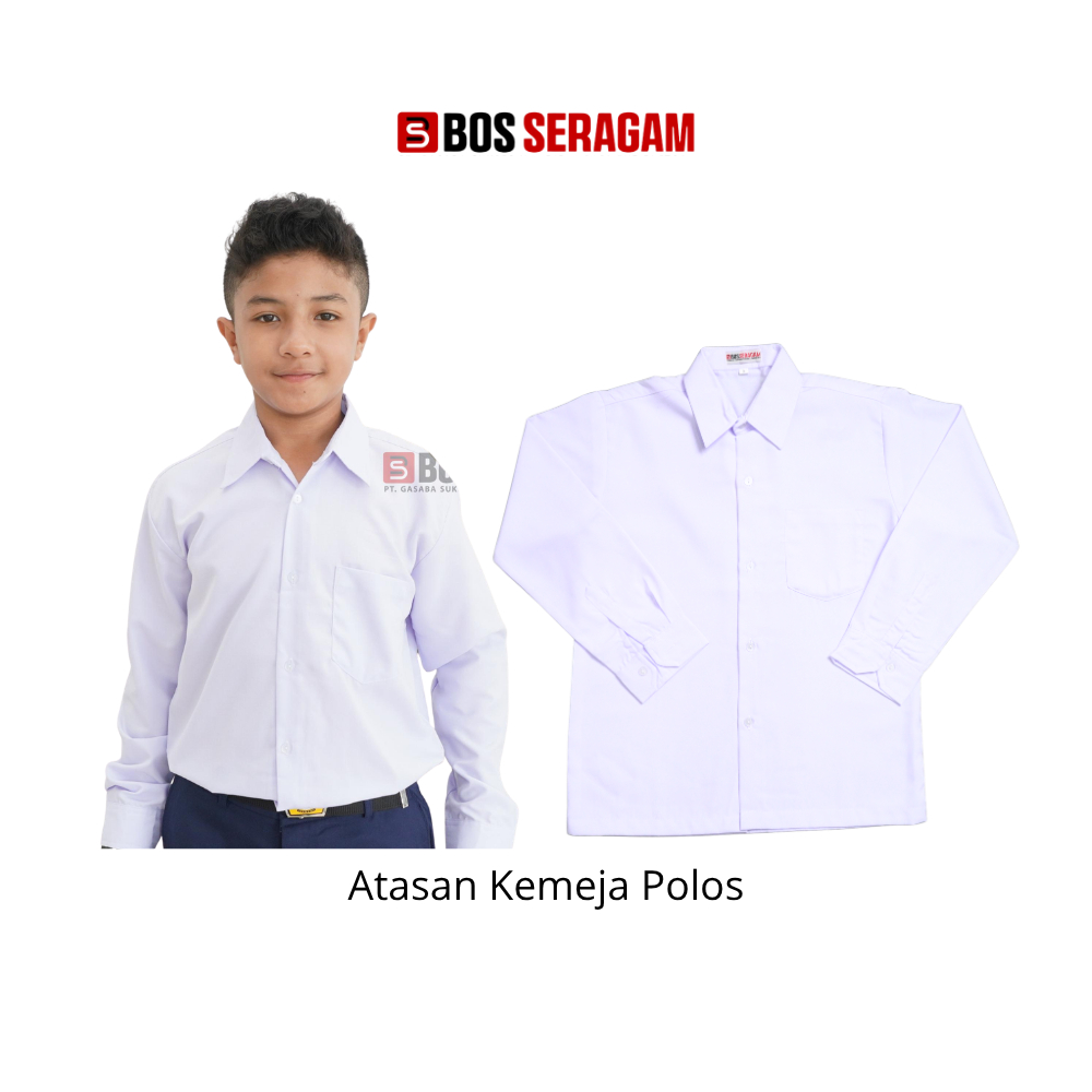 BOS SERAGAM Kemeja Putih Polos Pria Lengan Panjang Wanita Sekolah Sd Smp Sma Ospek Anak Laki Laki