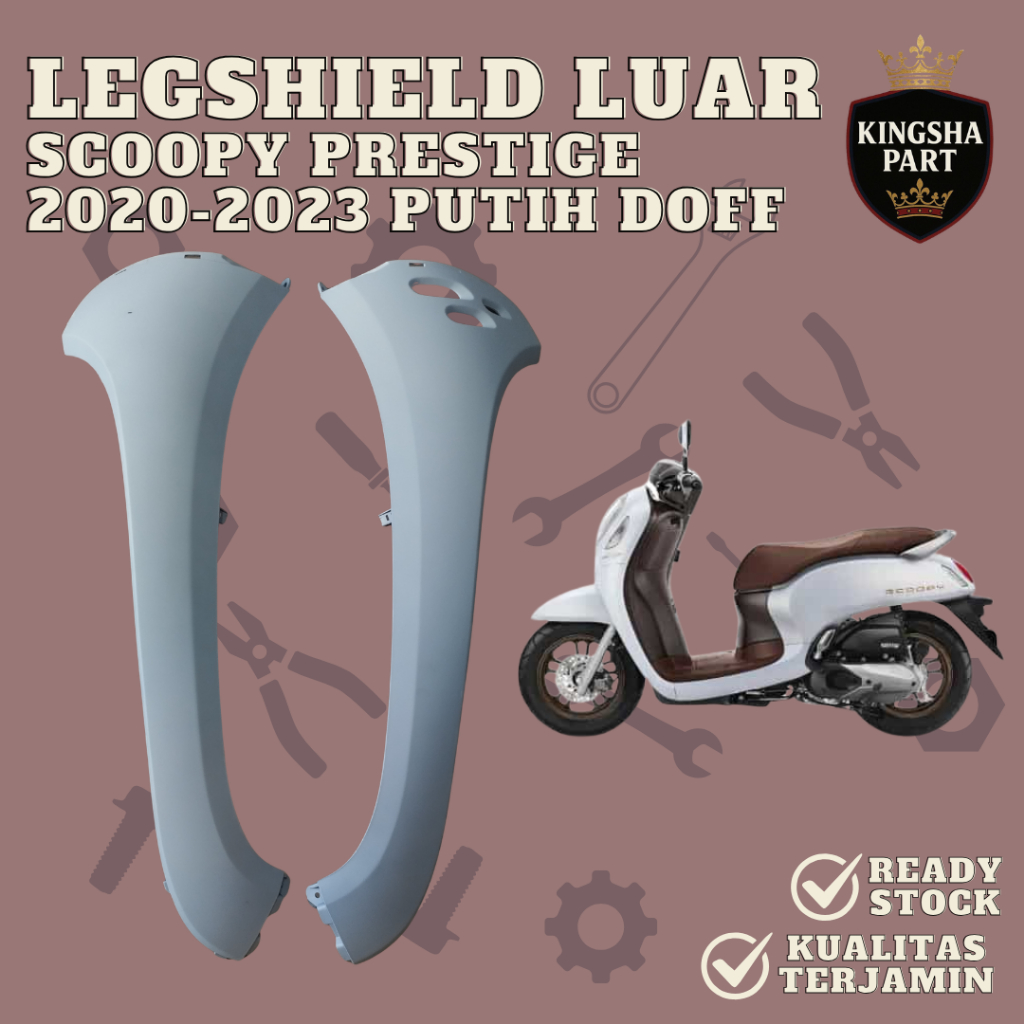 Legshield Luar Scoopy Prestige 2020-2023 Cover Sayap Depan Scoopy Prestige K2F PUTIH DOFFTenshi
