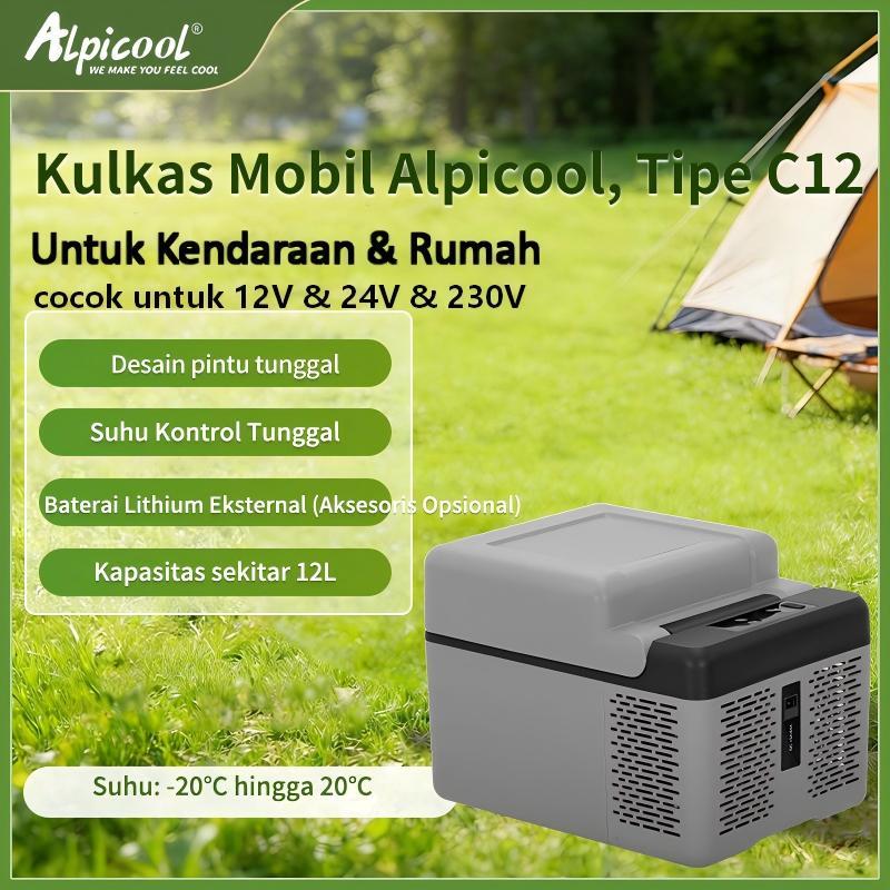 Kulkas Mobil Alpicool Tipe C12 Kulkas untuk kendaraan(12V/24V) & rumah(220-240V AC) Single door Suhu