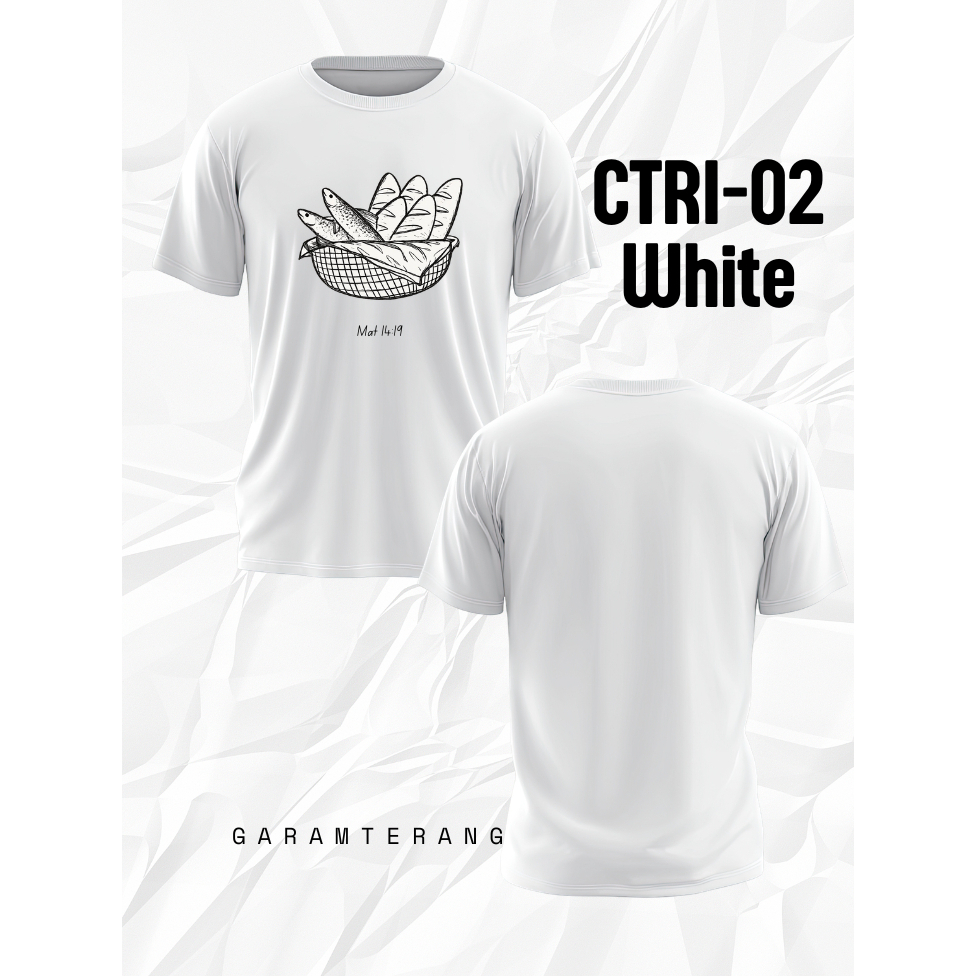 Kaos Rohani Katolik Kristen | 5 Roti 2 Ikan | Keranjang Roti Ikan Unisex Kasual