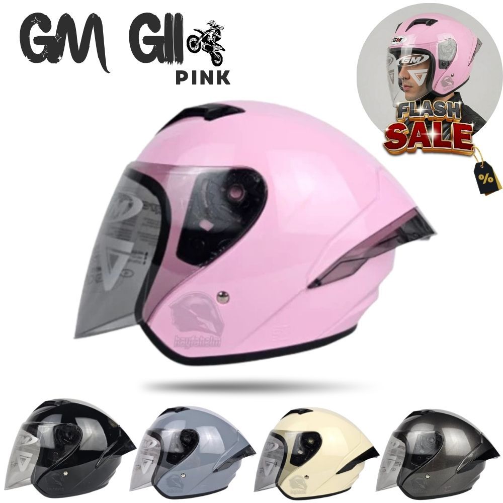 HELM GM G2 SOLID | G-2 SINGLE VISOR WARNA PINK SNI ORIGINAL-HELM HALFFACE