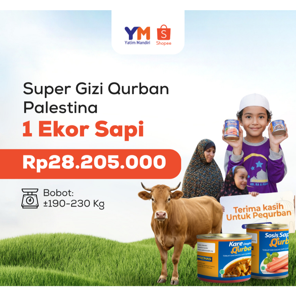 Yatim Mandiri - Qurban Sapi 1 Ekor Super Gizi Qurban Palestina