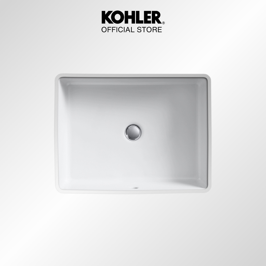 KOHLER Verticyl Wastafel Under-counter Lavatory 17" Rectangular Putih White K-2882T-0