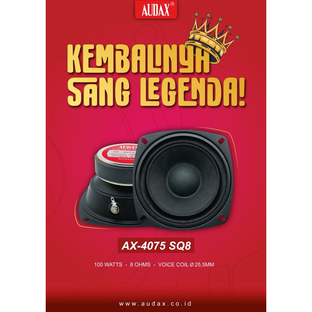 Speaker Audax 4” AX-4075SQ8 AX-4075 SQ8 AX4075 SQ8 mid range 4inch 4in midrange audak original
