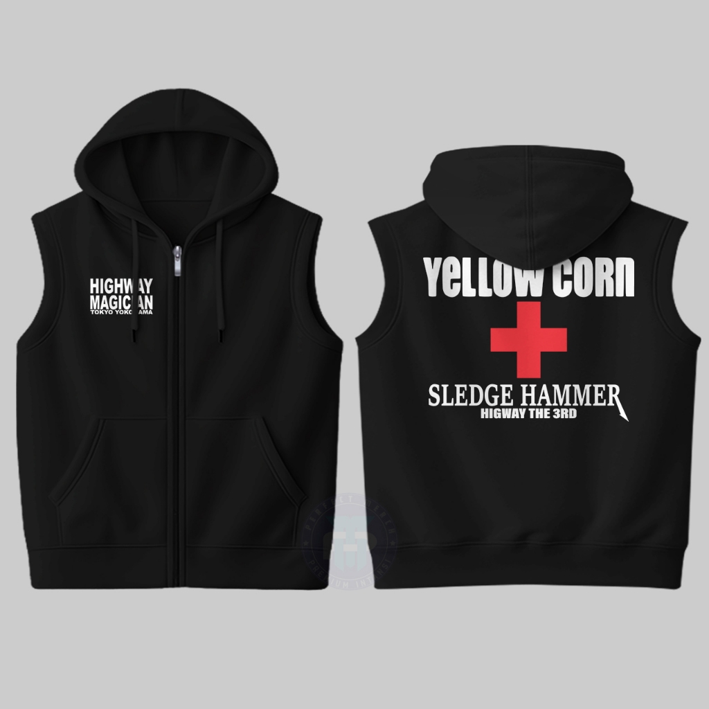 Rompi Pria Vest Hoodie Zippers Jaket Yellow Corn Sledge Hammer Cotton Fleece