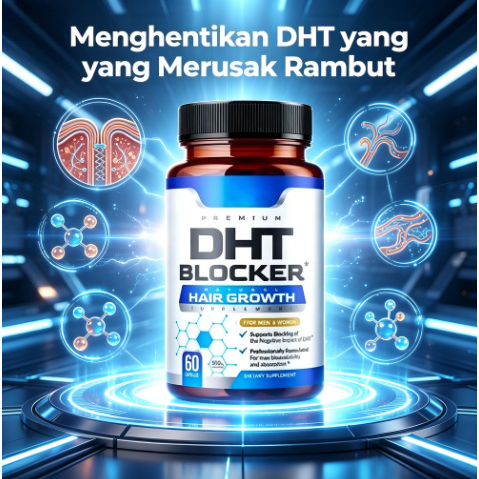 DHT Blocker Hair Growth 60 Kapsul | Suplemen Rambut Pria & Wanita dengan Biotin, Saw Palmetto, Zinc